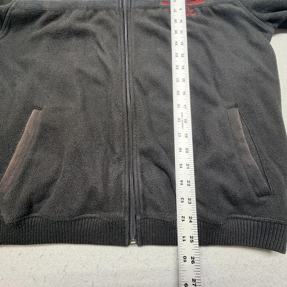 Ralph Lauren RLPC Fleece Jacket Men Black Full Zip Red Lined Polo Size XL FITS M
